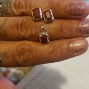 Rudy and Diamond Earring and Pendant set